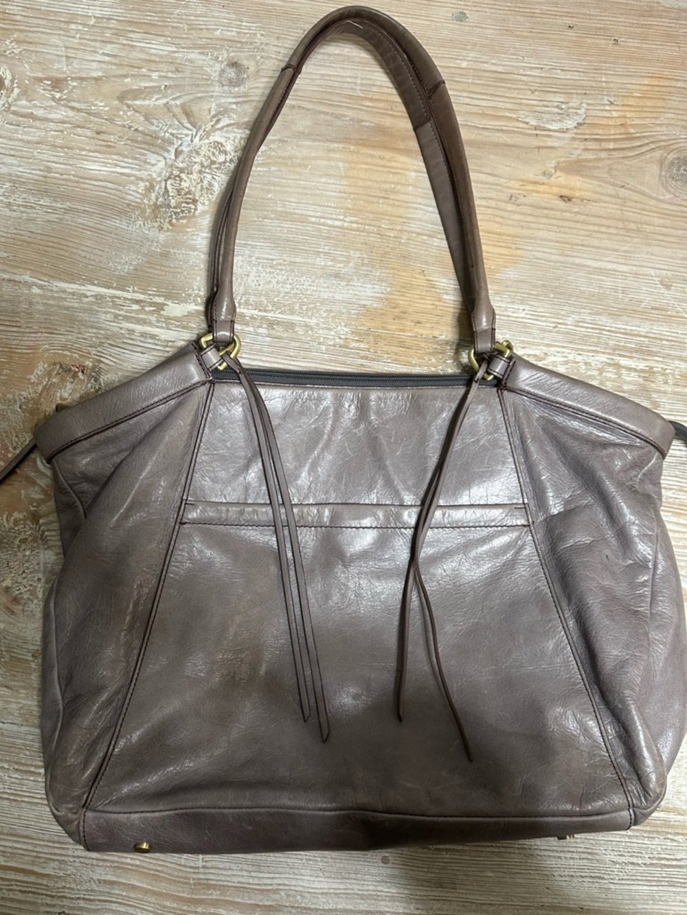 HOBO International Maryanna Leather Taupe  Tote Handbag Large Shoulder Bag